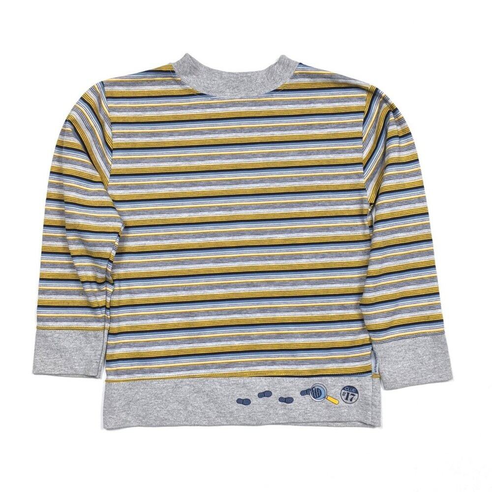 Vintage Healthtex Shirt Boys Size 7x Gray Stripe Long Sleeve Detective